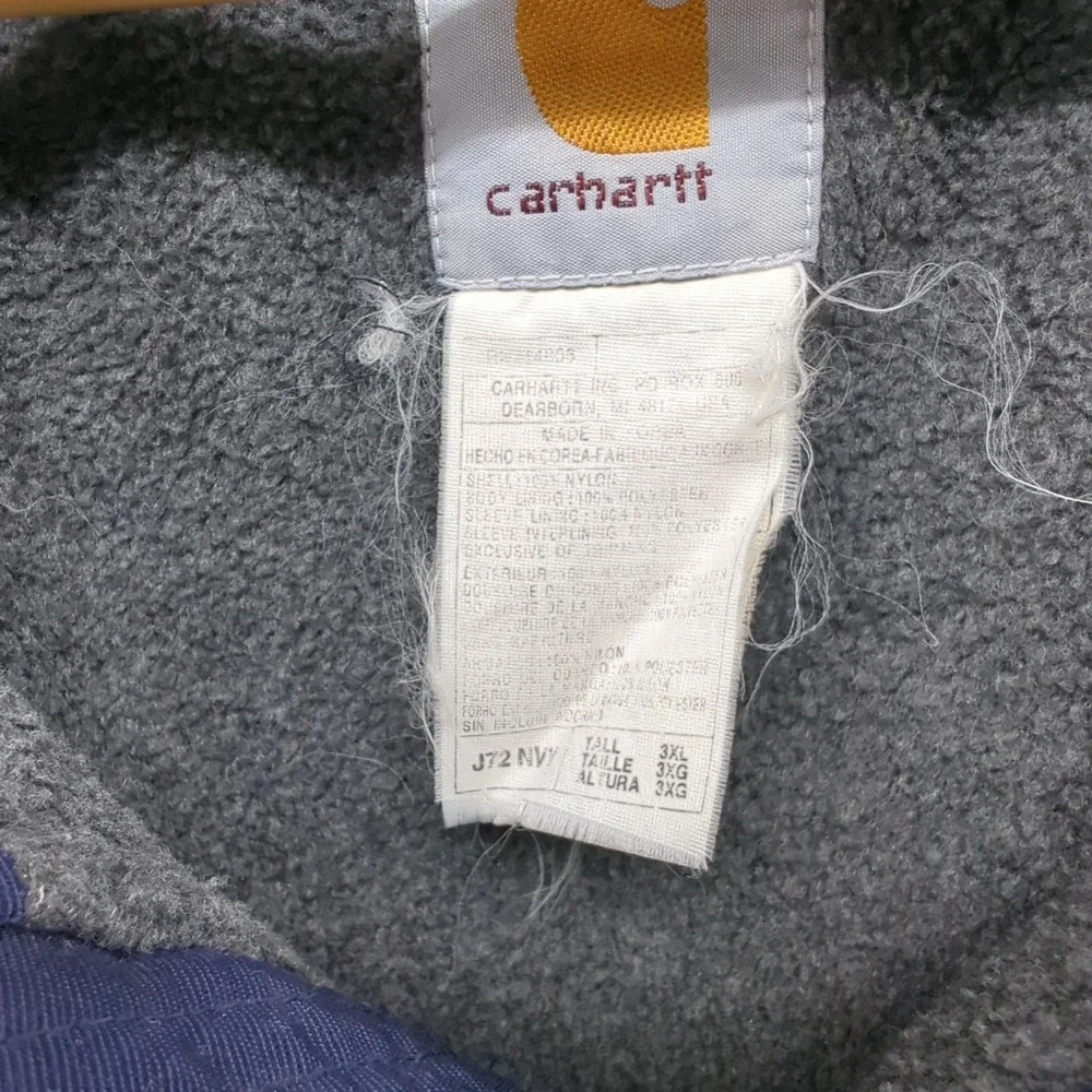 CARHARTT J72 NVY Long Sleeve Fleece Lined Full Zip Jacket 3XL‎ Navy Blue  READ